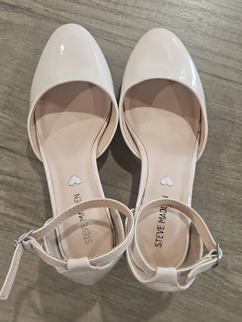 Steve Madden Muted Pink Patent Ankle-Strap Block Heels little girl's size 3